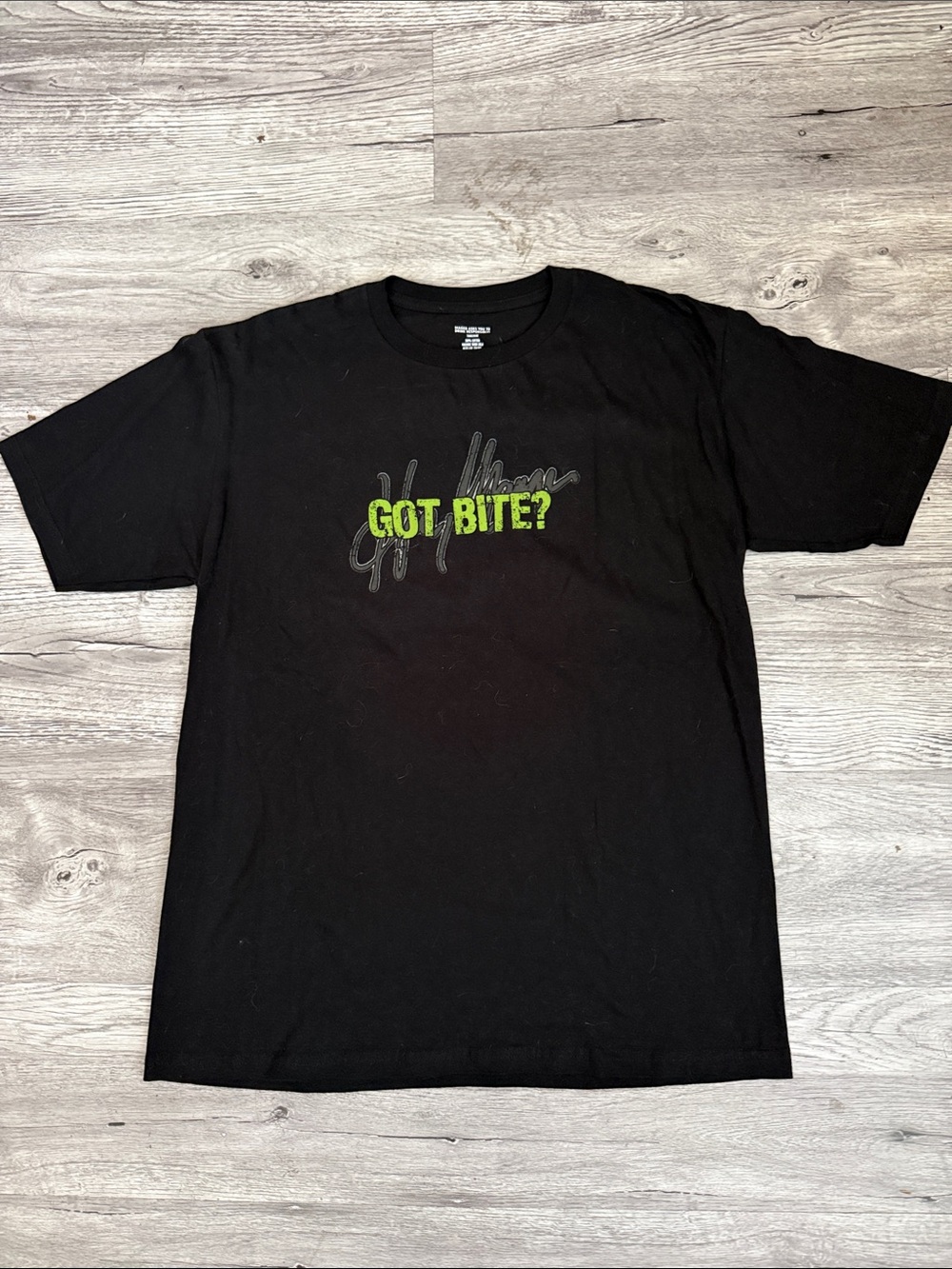 Men's Black Short-Sleeve Graphic Tee with Lime 'GOT BITE?' Print